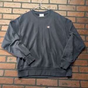 Vintage Champion Reverse Weave Y2K Black Faded Crewneck Sweatshirt Men's L